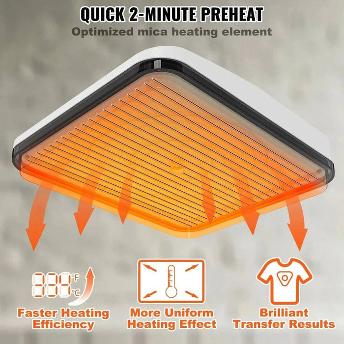 Orange Portable Heat Press Machine DIY Shirt Printing Multifunctional Sublimation Transfer for HTV Vinyl T-shirt Bag (23 x 23 cm) - FLUXA
