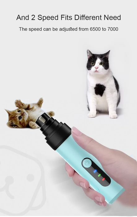 Cordless Pet Nail Grinder Gentle Paw Trimmer for Cats & Dogs, USB Rechargeable
