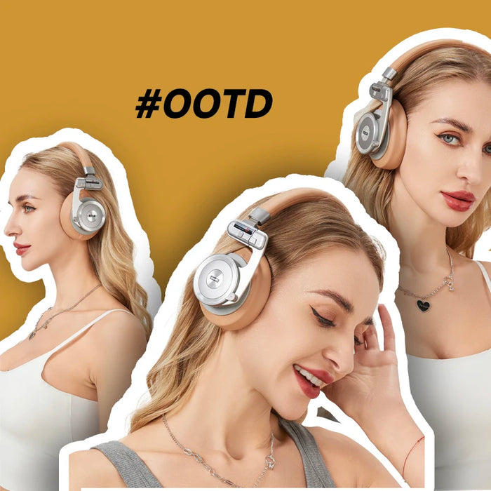 Silver Bluetooth Headphones with ANC, App Support, Volume Control