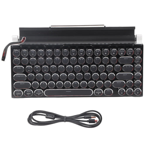 Vintage Wireless Mechanical Keyboard with Metal and Round Keycaps in Black