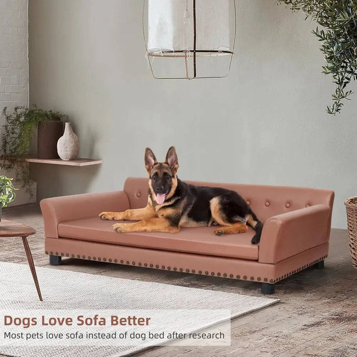 Stylish pet sofa bed adorned with rivets for a fashionable look