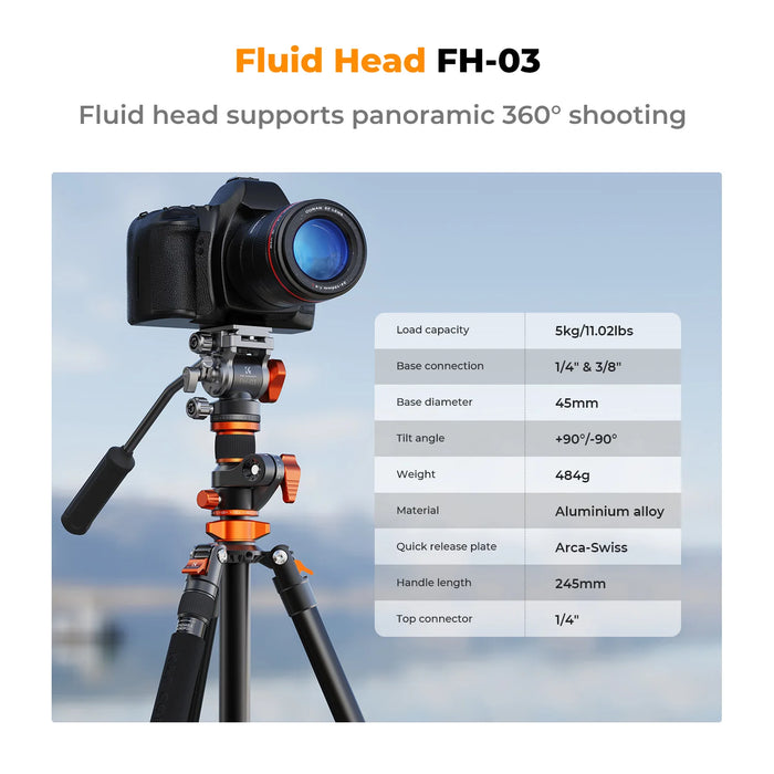 91" Fluid Head Tripod with Detachable Monopod