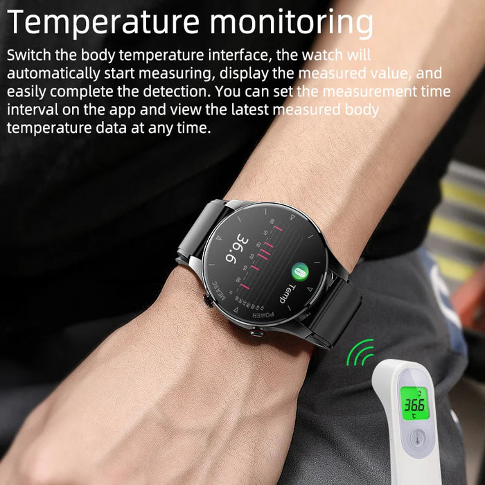 1.3" AMOLED Smart Watch – AI Health Monitor, Blood Oxygen, Glucose, ECG
