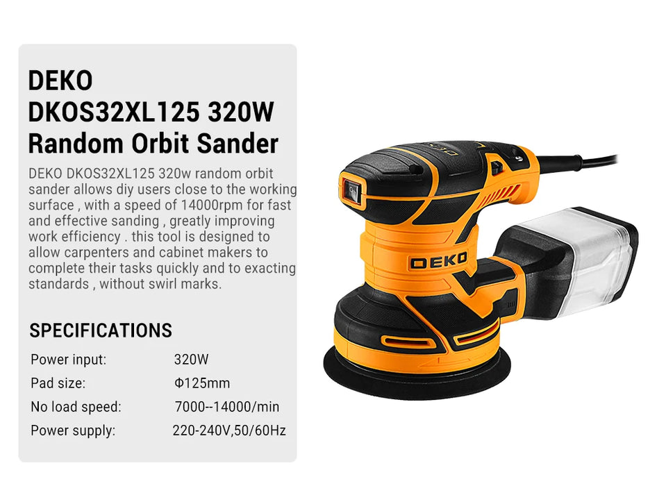 Random Orbit Sander 320W 14000RPM Dust Collection Polisher for Home DIY Carpentry