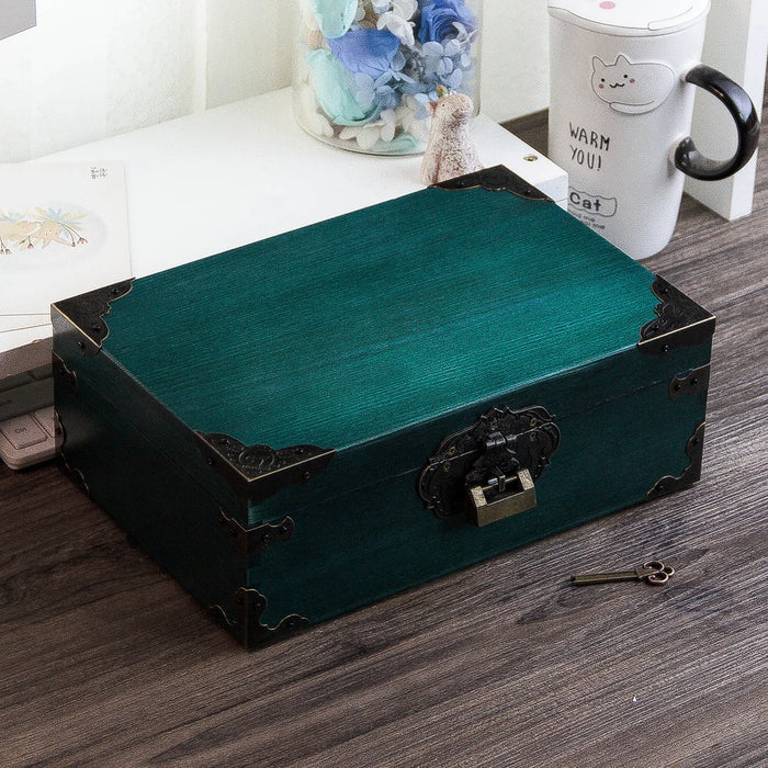 Retro Solid Wood Box Secure Single-Layer Storage for Sundries and Small Items