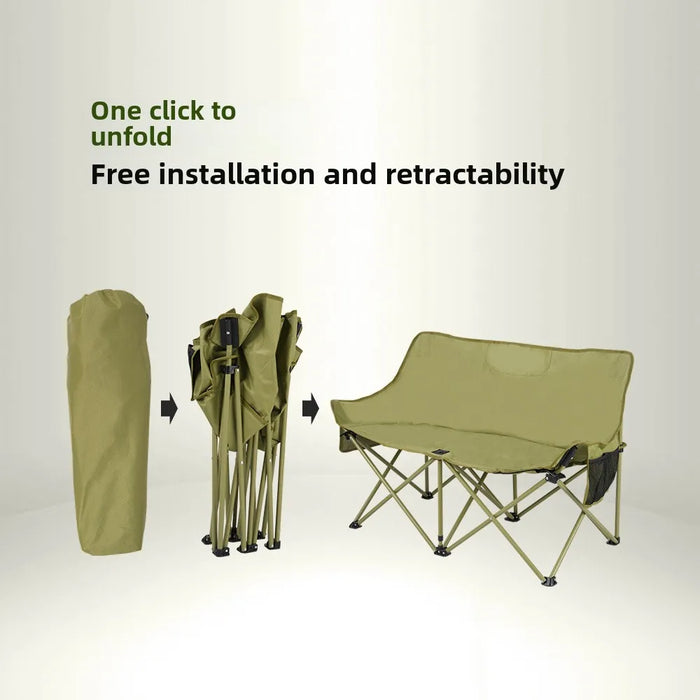 Portable 2-Seater Outdoor Chair for Camping & Fishing Light Green