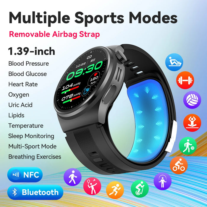Smart Fitness Watch Blue with ECG and Blood Pressure