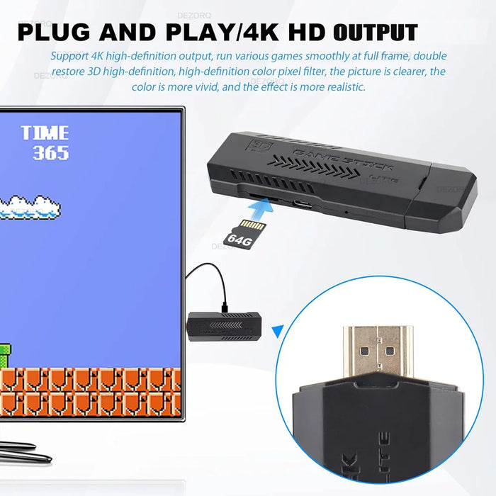 4K Retro Game Console 64GB Storage 40000+ Games Wireless Controller TV Output