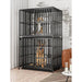 Robust and easy-to-clean metal dog kennel with high weight capacity and lockable caster wheels