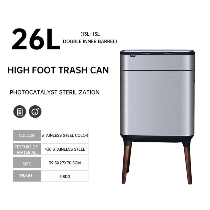 Touchless Kitchen Bin 30L Waterproof Stainless Steel Design