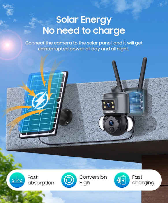 4K 8MP solar camera with dual lens and humanoid tracking feature