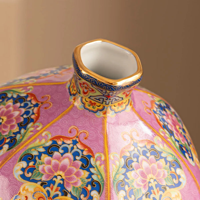 Enamel Porcelain Vase Court Style Home Decor Accent