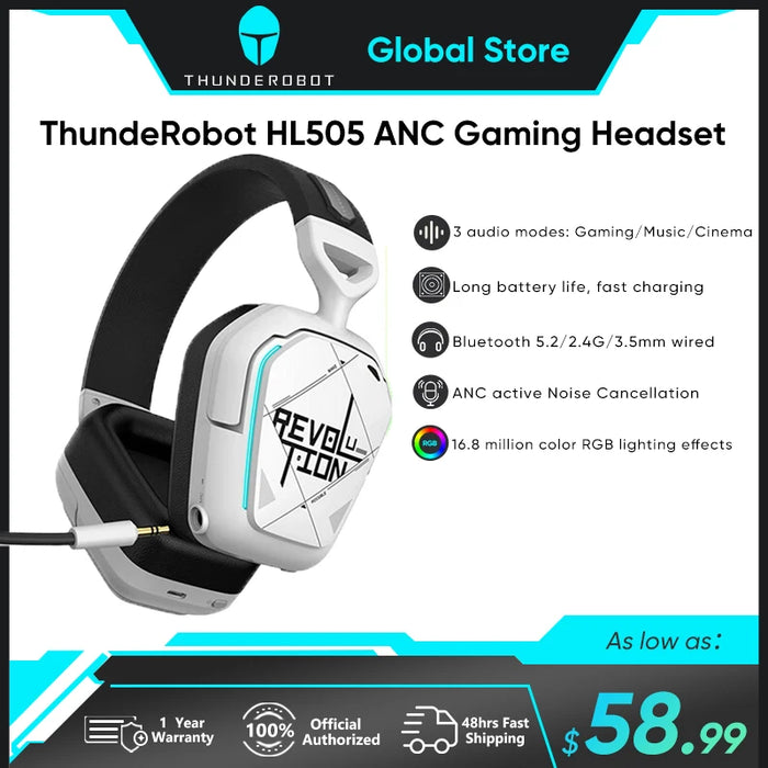 Wireless Bluetooth Gaming Headphones with ANC and Mic