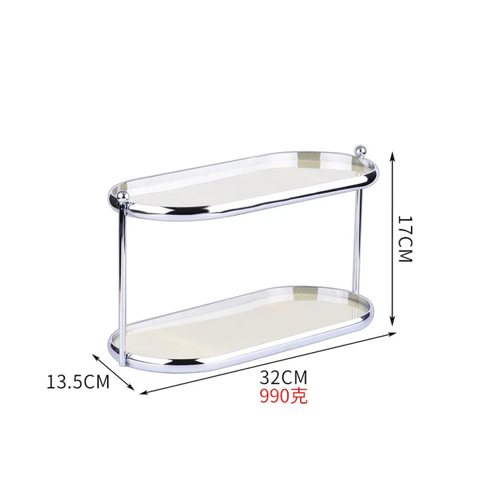 Compact and space-saving beige organizer for desktops, dressers, and vanities
