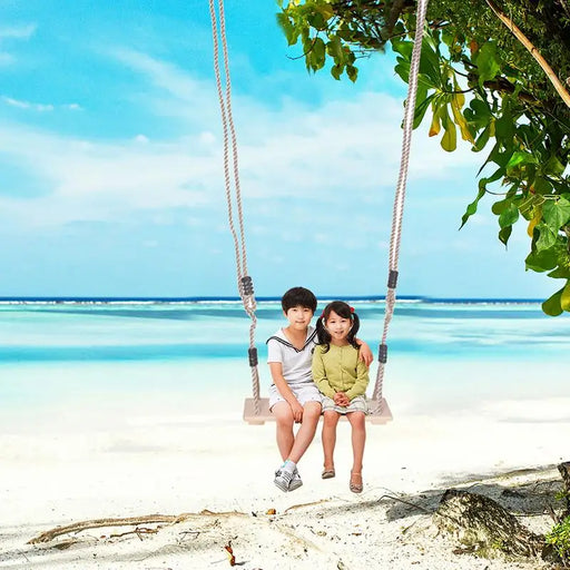 High-quality polished wood swing seat with adjustable suspension rope