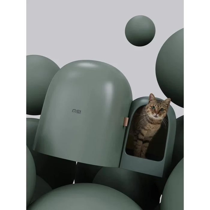 Stylish Odor-Free Cat Litter Box for Indoor Use White