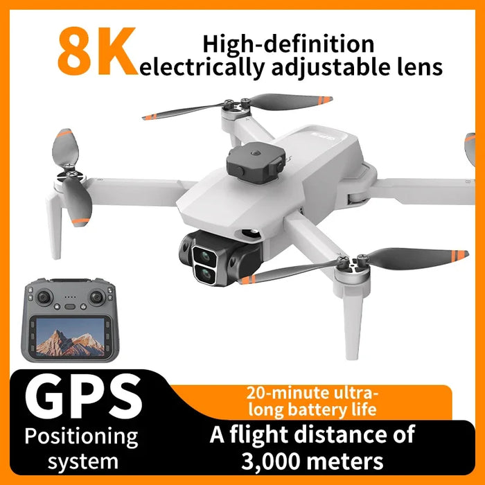 Portable Brushless Drone with 8K Camera, GPS Follow, and 30 Min Flight Time White