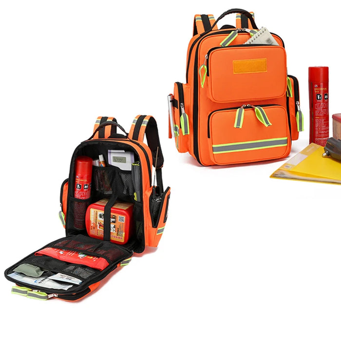 Large capacity orange emergency rescue backpack for outdoor camping and survival