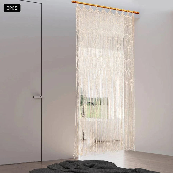 Pair of 2 handwoven rustic bohemian curtains for room dividers and wedding backdrops