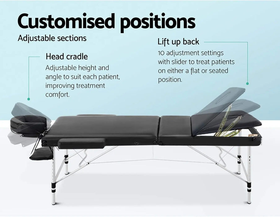 Foldable 70cm Aluminium Massage Bed Lightweight, Portable Spa & Beauty Therapy Table