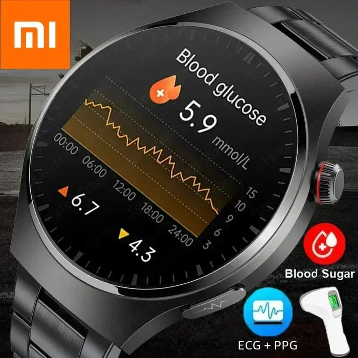 Mesh Black Smartwatch with ECG, Blood Sugar & Bluetooth Calling
