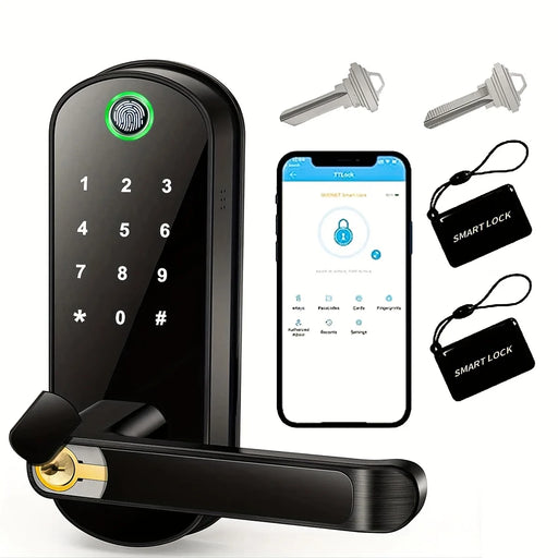 Smart WiFi-enabled fingerprint door lock for keyless entry