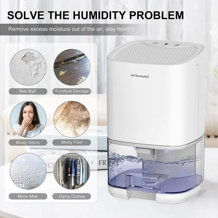 Portable Air Dehumidifier 1L Quiet, Energy-Efficient Moisture Absorber for Bedroom, Office & Kitchen