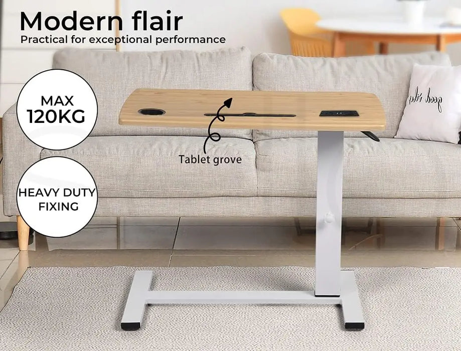 Portable Gas Lift Standing Desk Height Adjustable 65–93cm with USB Charging & Power Points