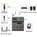 4 Channels Audio Mixer 48V Bluetooth USB with 99 Digital Effects for Recording - FLUXA