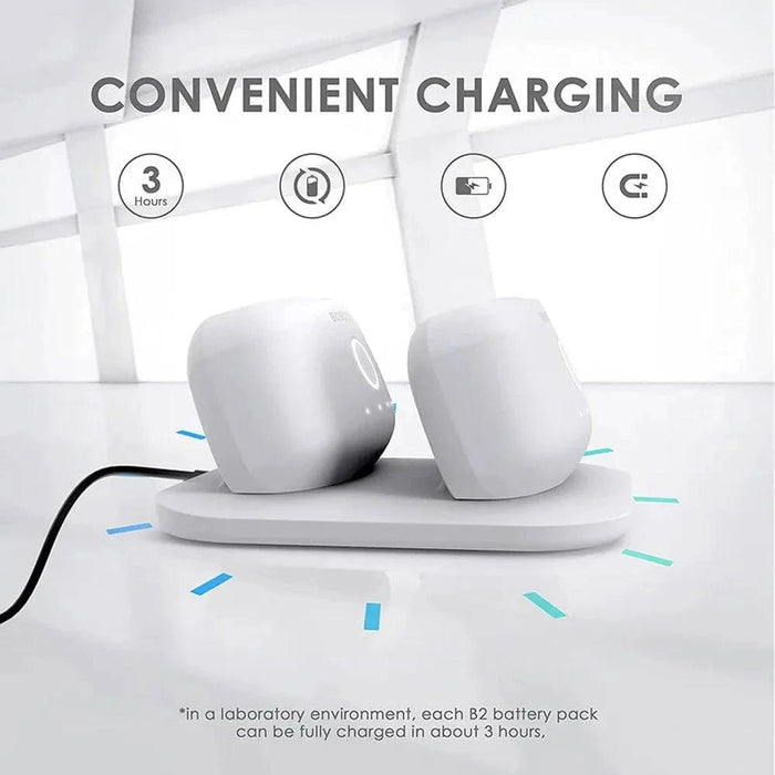 Black head strap with twin battery pack and charger dock