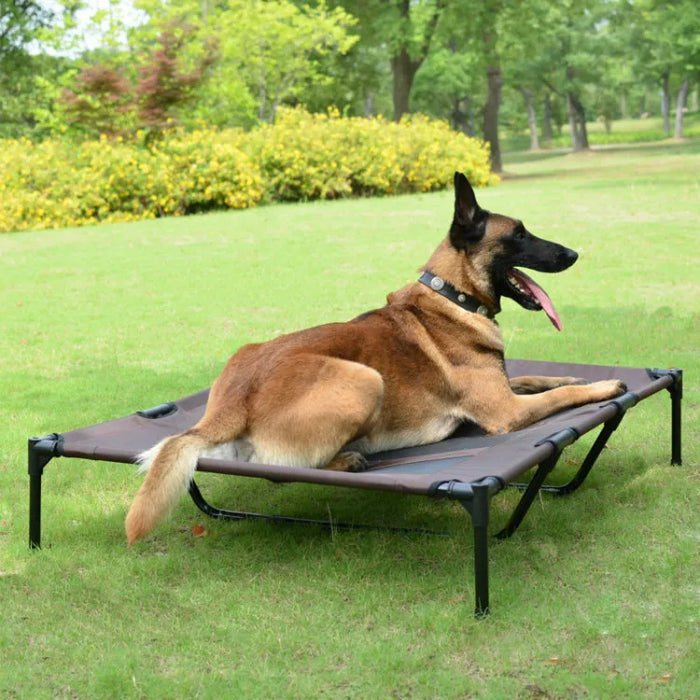 Portable Outdoor Pet Cot with Canopy Waterproof Sunshade, Durable Steel Frame, Foldable Design