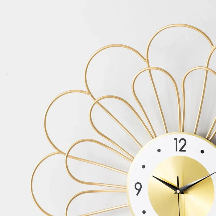 Modern Metal Lotus Wall Clock for Living Room Decor