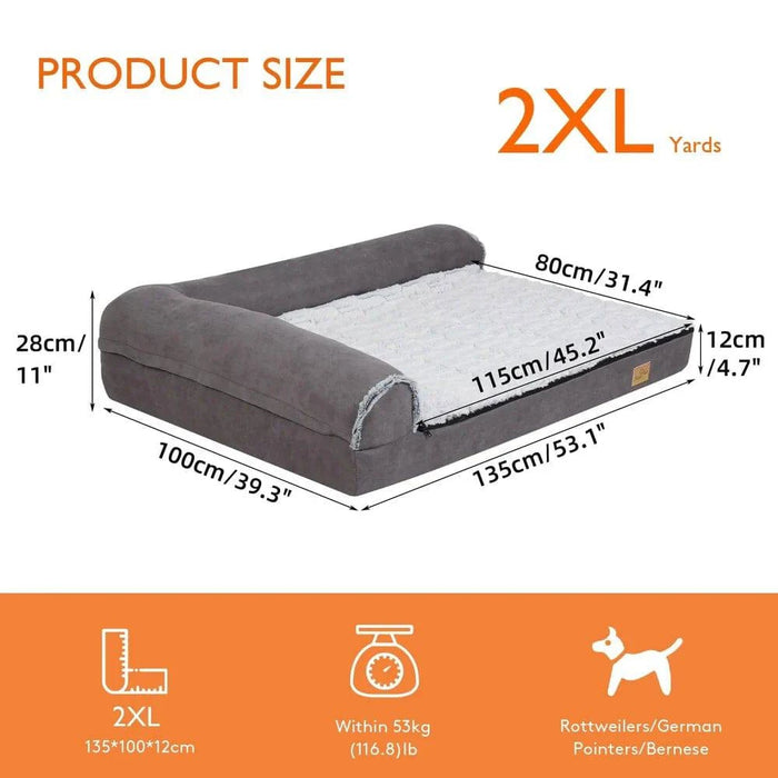 Grey 2XLarge Dog Bed with high-density memory foam