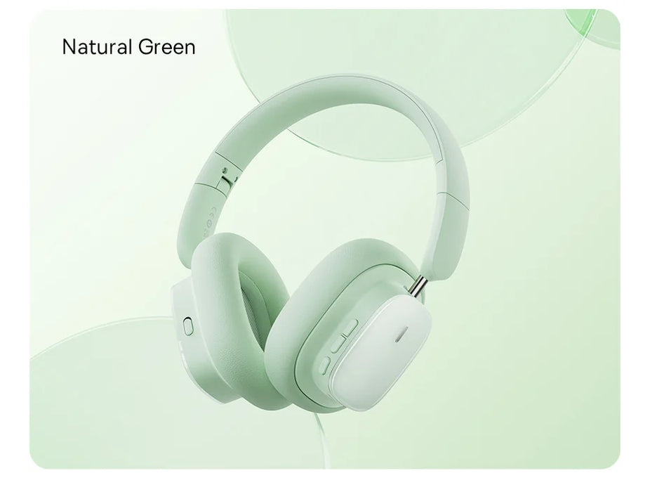 Green Bluetooth 5.3 Headphones with Noise Cancellation and Dual Mode