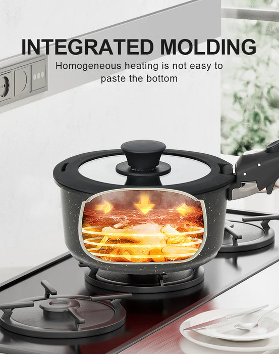 Durable Black Die-Cast Aluminum Cookware Set for All Stovetops