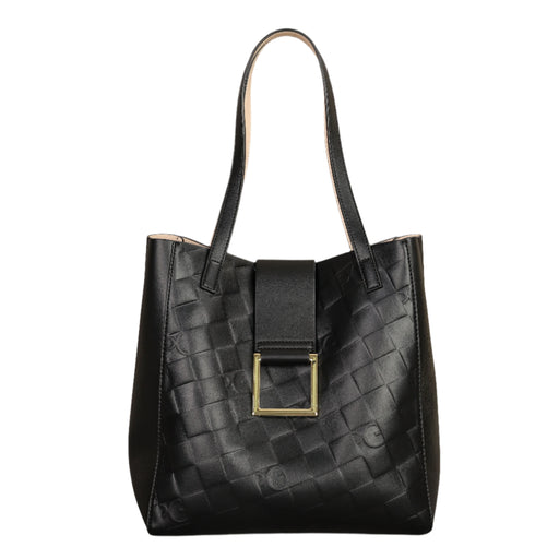 Premium black PU leather shoulder bag with soft bucket design and versatile wear 