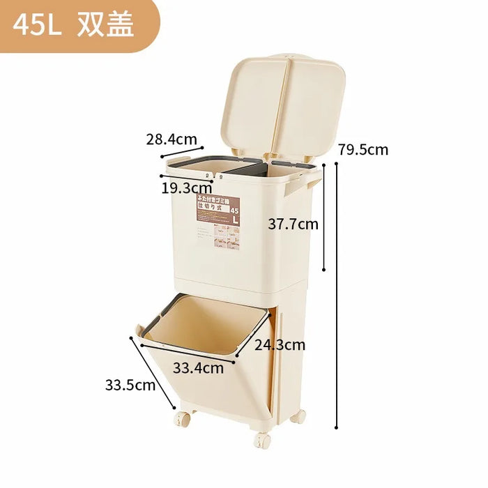 Portable Kitchen Trash Can with Detachable Design - 45L