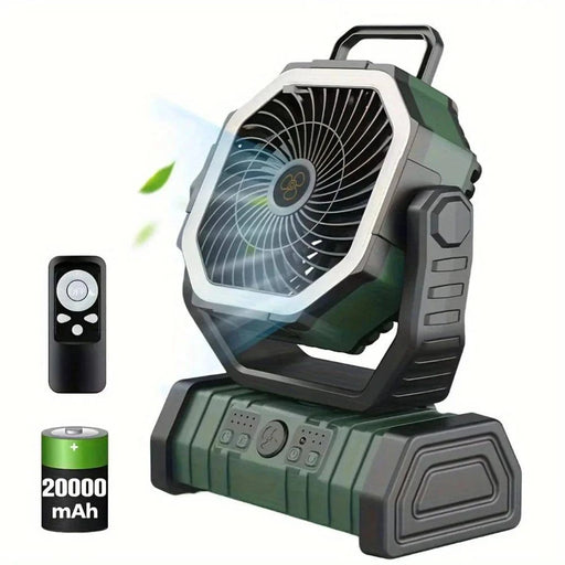 Portable Outdoor Camping Fan with LED Light for Hiking & Fishing (Army Green) - FLUXA