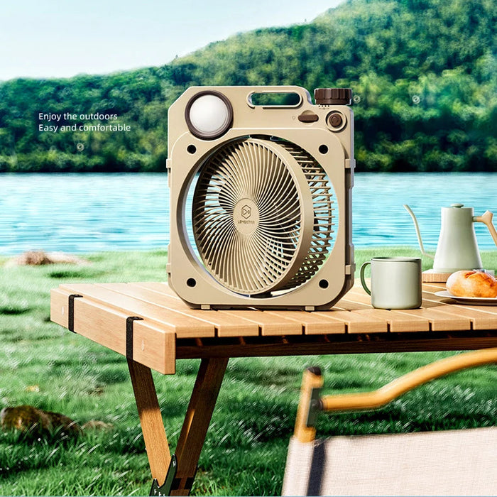Outdoor USB Fan 10000mAh with Rotating Head and Light