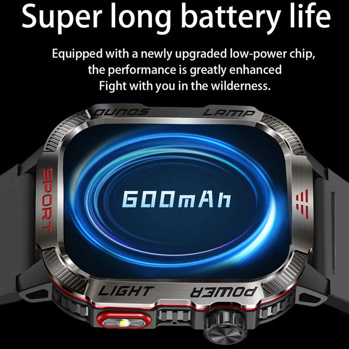 Waterproof Outdoor Smartwatch with Compass & Bluetooth Call – Black Mesh