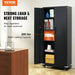 Metal storage cabinet with wheels and locking mechanism, 2 magnetic doors, 4 adjustable shelves, and 90 kg weight capacity in black color