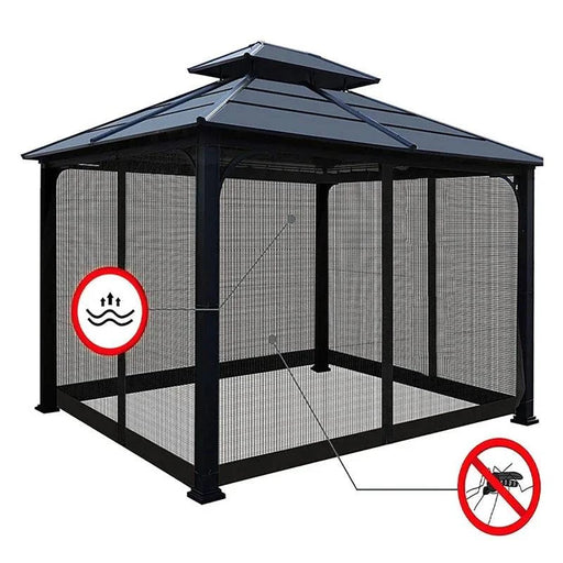 gazebo mosquito netting with zippered door panels for outdoor use