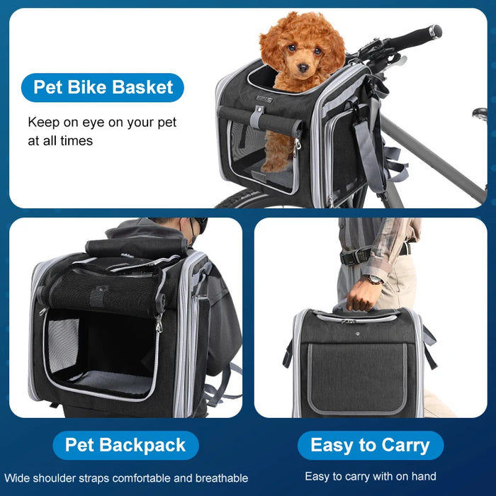 foldable black pet carrier for space-saving storage