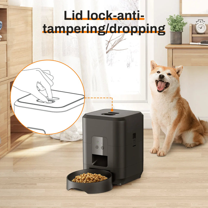 Black 2L Smart Automatic Cat Feeder with Battery-Powered Pet Food Dispenser