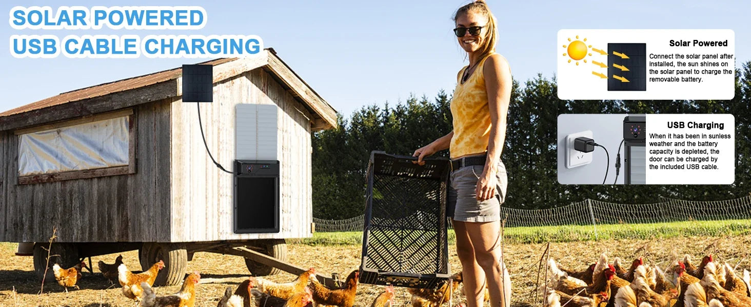 Solar Powered Automatic Chicken Coop Door with Timer