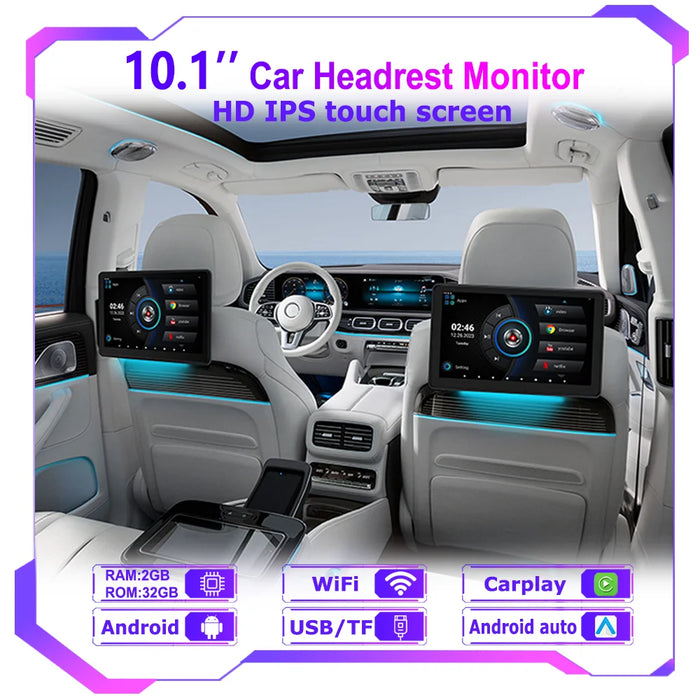 10.1in Android 13 Car Headrest Monitor with CarPlay 32GB