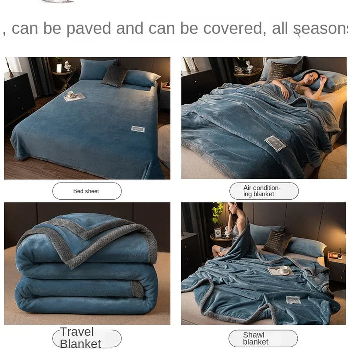 Soft Winter Quilt Sheet Double-Sided Coral Wool & Milk Flannel Flat Bed Sheet