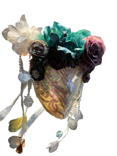 Full Face Handmade Plastic Flower Mask Black Deadwood Design for Christmas & Party