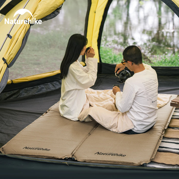 Khaki automatic inflatable camping mat, waterproof, ideal for outdoor adventures