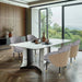 Two-tone dining chairs with sponge padded seats for comfort during long meals